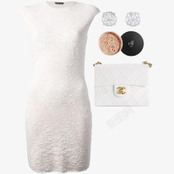白色连衣裙修身气质搭配素材