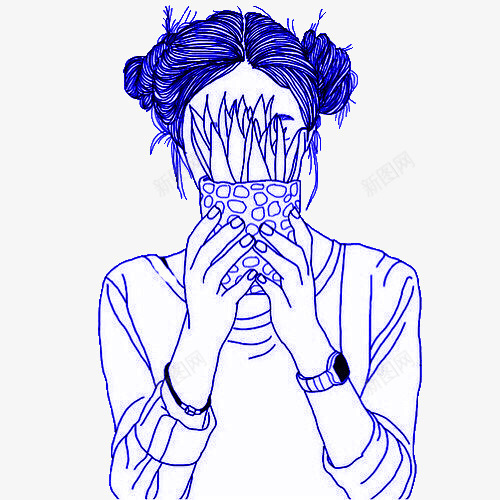 蒸汽波风格手绘手捧植物遮脸女生png免抠素材_88icon https://88icon.com 免抠下载 卡通手绘 实物 手绘 蒸汽波风格 装饰
