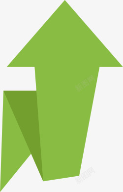 创意绿色折纸箭头矢量图素材