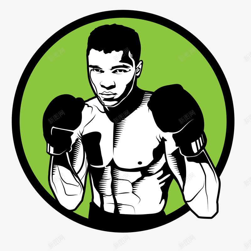 打拳击的男人png免抠素材_88icon https://88icon.com 卡通手绘 拳击 男人 绿色背景 肌肉