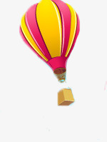 粉色卡通条纹热气球漂浮素材