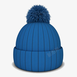 蓝色毛线编织帽子素材