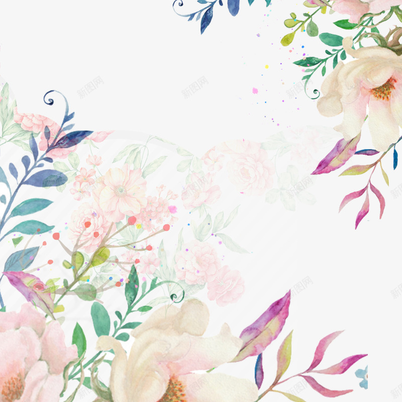 彩色水墨植物花朵元素psd免抠素材_88icon https://88icon.com 彩色 水墨 环境 纹理 自然 装饰 质感