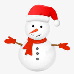 一个戴圣诞帽的雪人矢量图素材