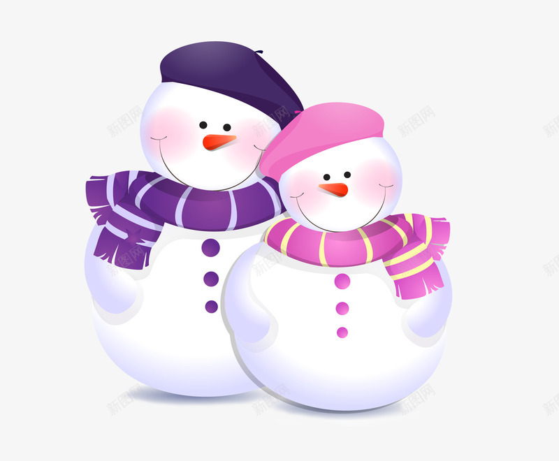 手绘情侣雪人png免抠素材_88icon https://88icon.com 情侣雪人 手绘 粉色围巾