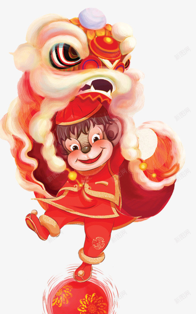 舞狮子春节猴子中国风过年png免抠素材_88icon https://88icon.com 中国风 春节 狮子 猴子 过年