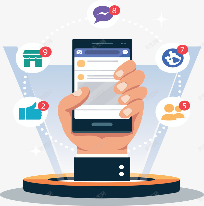 手握着手机网络社交矢量图ai免抠素材_88icon https://88icon.com 互联网 手拿手机 手机 矢量png 社交 网络社交 矢量图