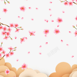中国风粉红色花卉植物中国风海报装饰高清图片