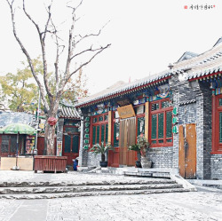 冬日里的北京胡同素材