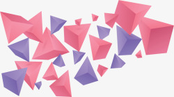 粉紫色漂浮立体几何矢量图素材