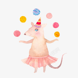手绘水彩老鼠插画素材