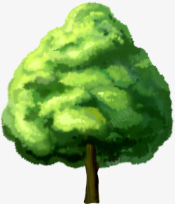 手绘绿色大树插画树叶素材