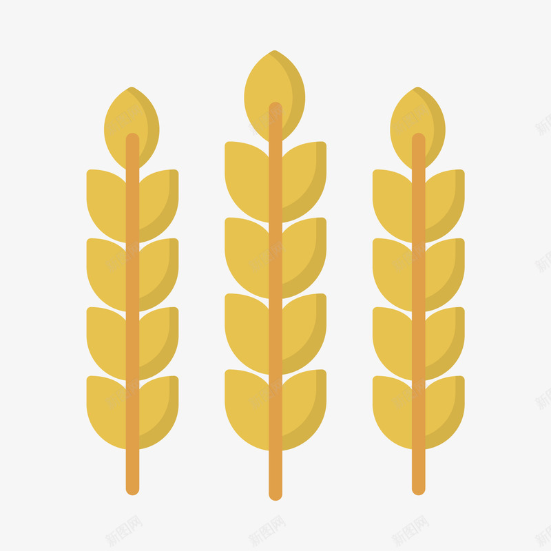 黄色麦穗卡通插画矢量图ai免抠素材_88icon https://88icon.com 圆弧 小麦 弯曲 扁平化 植物 美食 自然 食物 黄色 矢量图