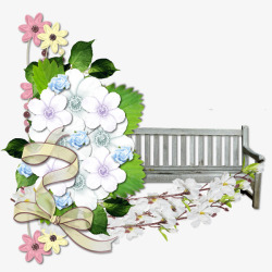 卡通手绘白色花朵蝴蝶结装饰素材