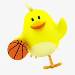 卡通打篮球的小鸡图素材