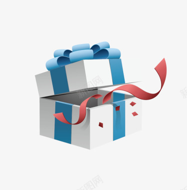 蓝色卷纸盒子蓝色礼物盒子图标图标