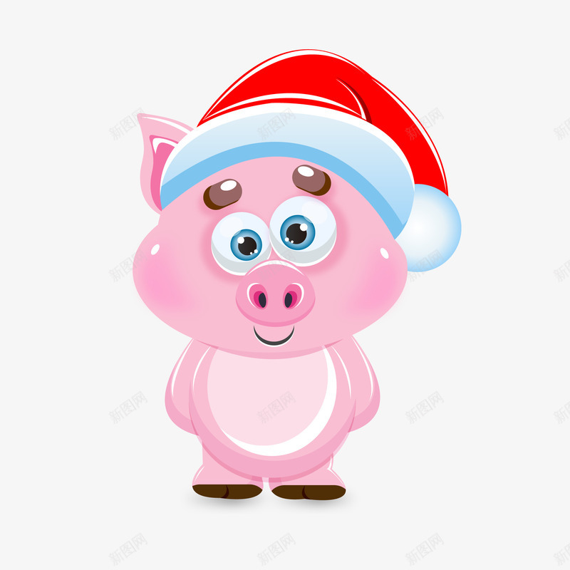 戴着圣诞帽的小猪矢量图ai免抠素材_88icon https://88icon.com 动物设计 圣诞帽 圣诞节 大眼睛 小猪 猪年 矢量图