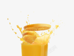 鲜橙片香橙片与飞溅的橙汁高清图片