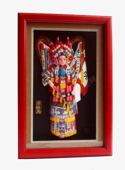 女子兵红色相框里的穆桂英纪念品高清图片