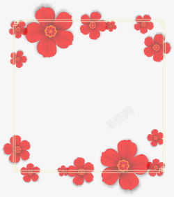 红色美丽花朵框架素材
