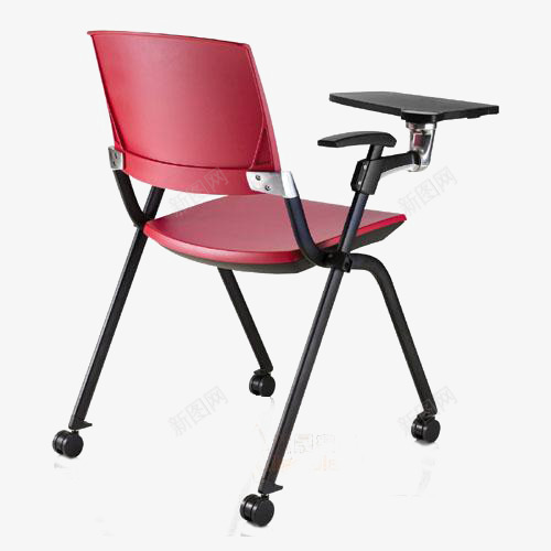 红色培训椅png免抠素材_88icon https://88icon.com 学习 带轮子 扶手 椅子背面