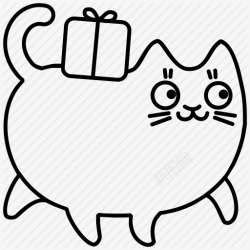 手绘卡通胖胖的小猫咪素材