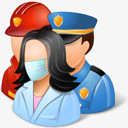开心的护士护士消防员和警察图标图标