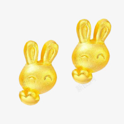 周大福兔兔黄金耳钉素材