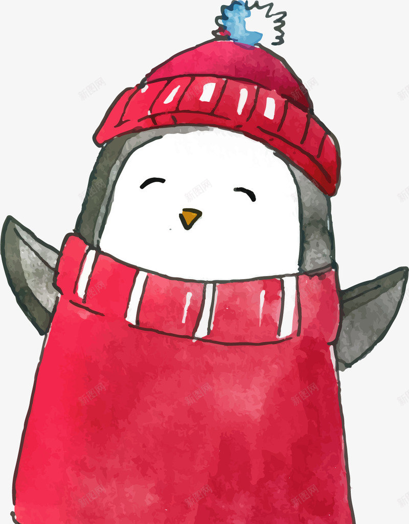 手绘风开心的企鹅矢量图ai免抠素材_88icon https://88icon.com 企鹅 可爱企鹅 圣诞节 圣诞节企鹅 手绘企鹅 矢量png 矢量图