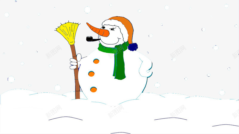 堆雪人卡通可爱笤帚png免抠素材_88icon https://88icon.com 卡通 可爱 堆雪人 笤帚