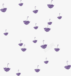 紫色漂浮漫画雨伞素材