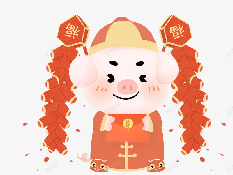 2019年新年之喜庆小猪拜年png免抠素材_88icon https://88icon.com 2019 2019新年 一只小猪 农历新年 喜庆 小猪拜年 开心 新年 新年快乐 春节 活力 猪年 红包 虎头鞋