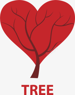 挂满红心的大树红心大树矢量图高清图片