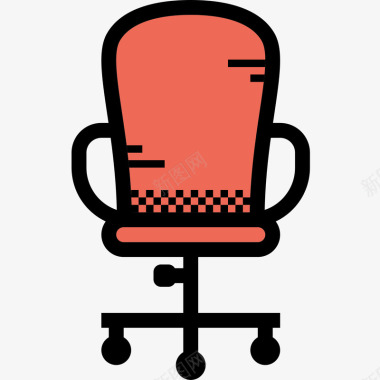 弯曲的红色手绘圆弧办公椅元素图标图标