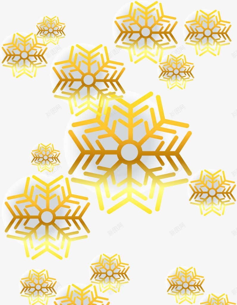 金色雪花冬季装饰图矢量图eps免抠素材_88icon https://88icon.com 冬季装饰 矢量素材 矢量雪花 精美雪花图 金色雪花 矢量图