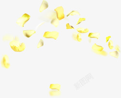 黄色飘浮卡通花瓣素材