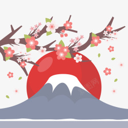 浪漫的富士山矢量图素材