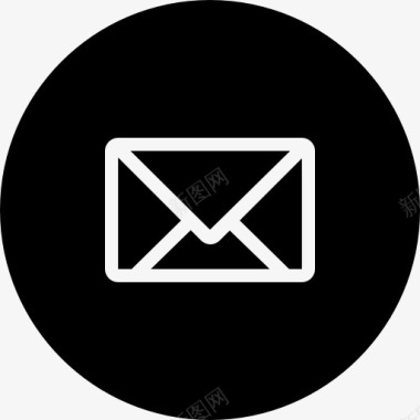 新的电子邮件大纲符号在黑色的圆形按钮图标图标