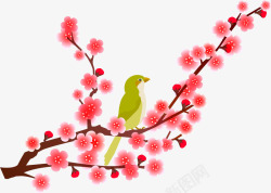中国风美丽粉色花鸟素材