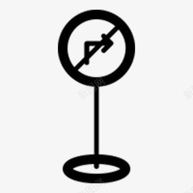 禁止直行和右转圆形禁止右转箭头标识牌图标图标