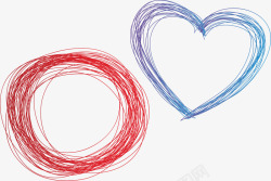 情人节彩铅爱心可爱彩铅心形圆圈手绘图案矢量图高清图片