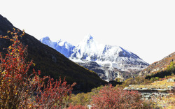 高清雪山冰块图秋季稻城风景区高清图片