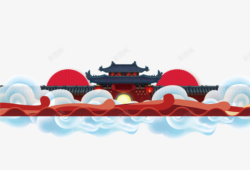 卡通新年喜庆城门png免抠素材_88icon https://88icon.com 2018 云雾 喜庆 城门 新年 新春 春节 欢庆 过年