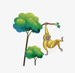 猴子爬树矢量图素材