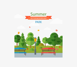 彩色夏季公园一角素材