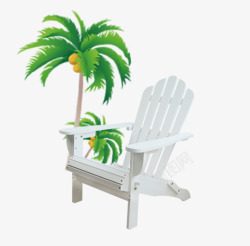 海滩上的长椅椰子树素材