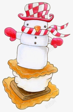 卡通圣诞雪人装饰蛋糕素材
