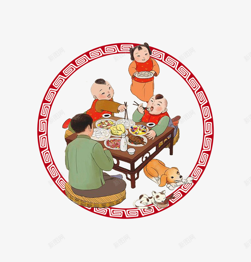 年夜饭透明背景图psd免抠素材_88icon https://88icon.com 卡通 可爱 团聚小年 年夜饭 手绘 插画 装饰