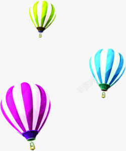 彩色卡通飘浮热气球素材