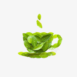 绿茶植物绿色茶杯素材